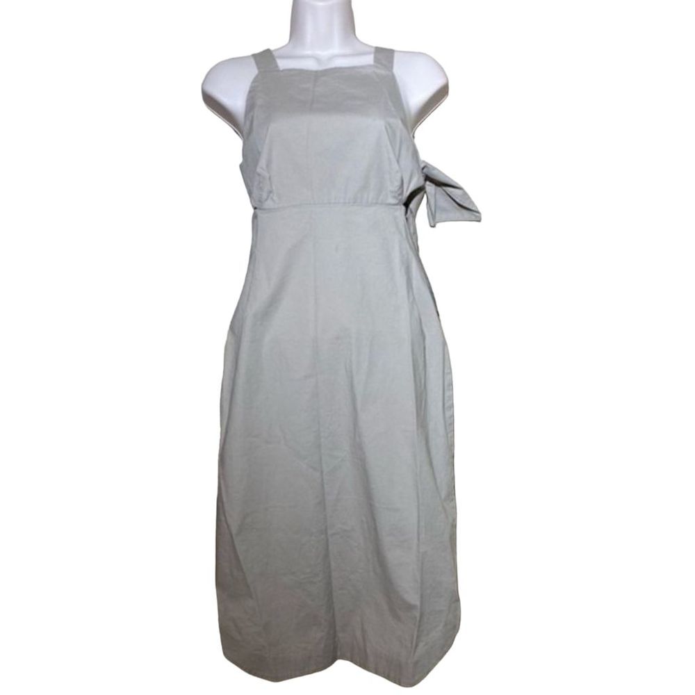 Kate Spade Saturday Side Tie Midi Dress Beige Sleeveless Square Neck Size 2